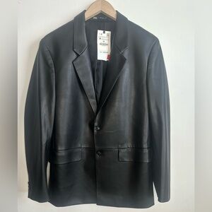 Zara Men's Black Leather Sport Coat